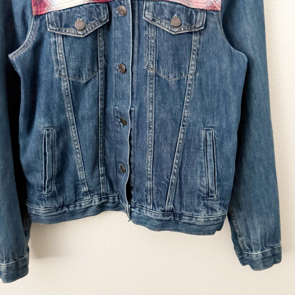 GAP x PENDLETON | Denim Jacket Cotton Coat Plaid Button Cowgirl Western | Medium - Picture 6 of 8